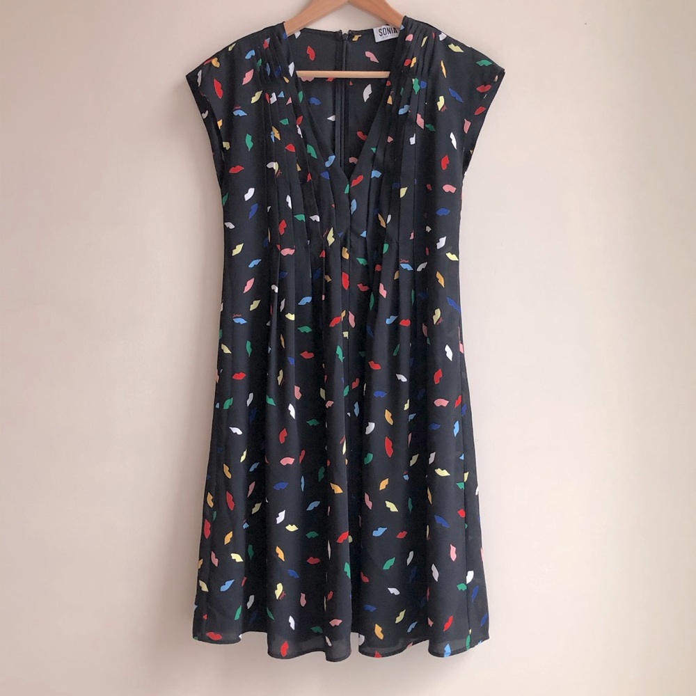 Sonia Rykeil sleeveless kiss print summer  midi dress